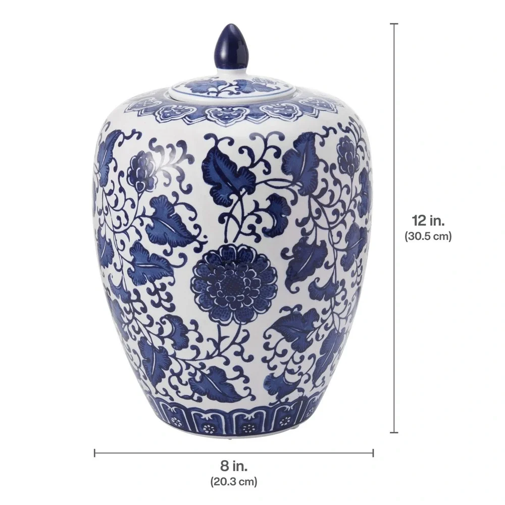 Mikasa Inch Blue and White Floral Ceramic Canister with Lid 5248977